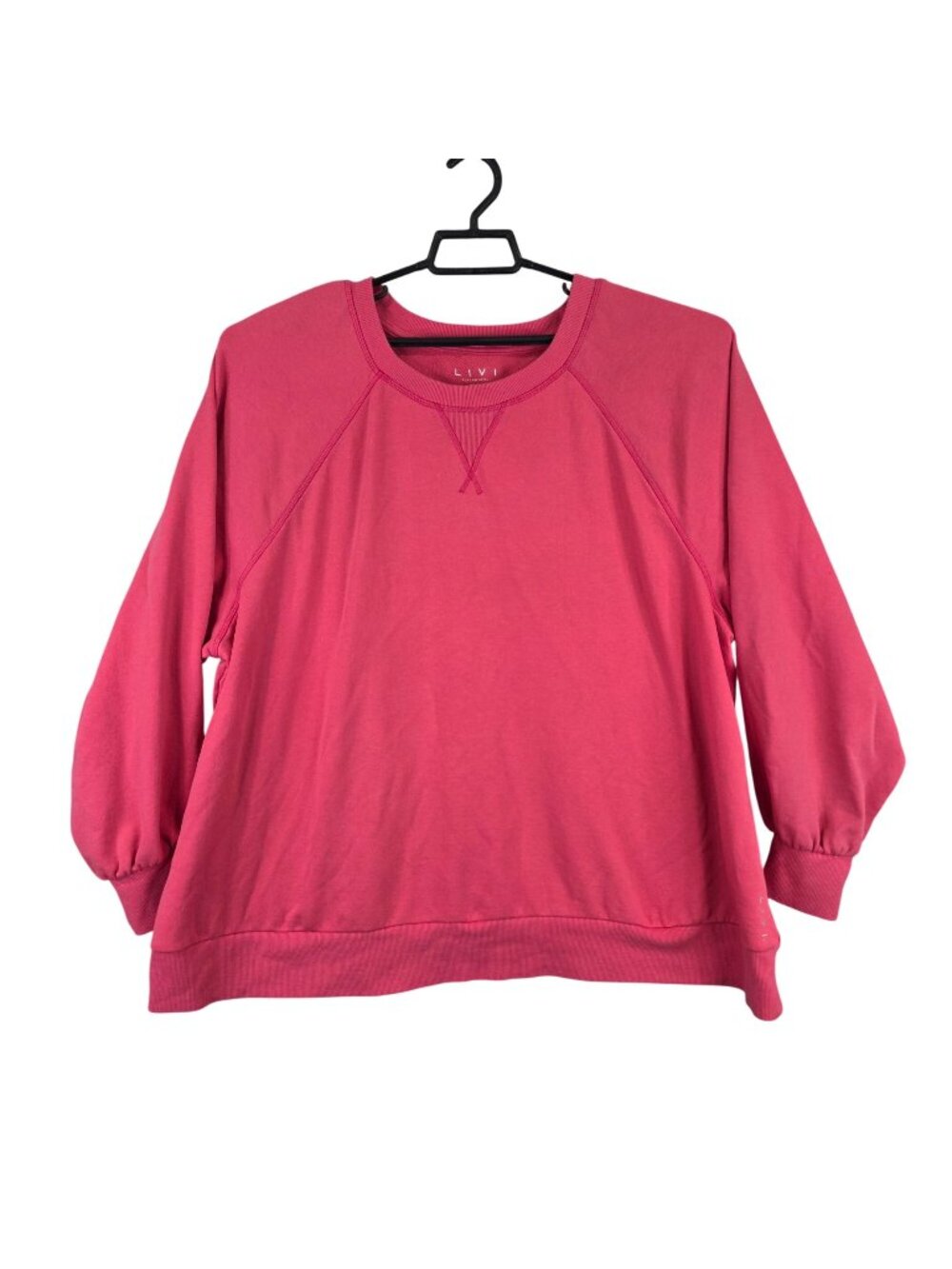 Womens Lane Bryant Livi Pink Sweatshirt Cotton Polyester Raglan Sleeves 26/28
